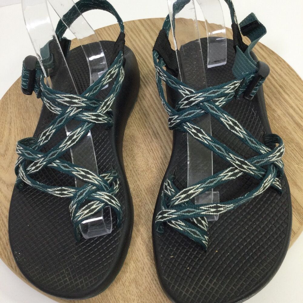 Chaco ZX2 Classic Sandals Women Size 11 Teal White Diamond Double Strap Toe Loop - Picture 6 of 8